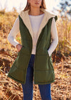 PRETTYGARDEN Womens Fall Reversible Vests Sleeveless Fleece Jacket Zip Up Hoodie Pockets Long Warm Winter Coat Outerwear
