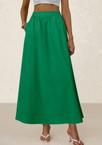 Ruffle High Waisted Casual Long Flowy Maxi Skirts with Pockets