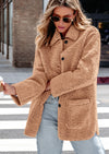 PRETTYGARDEN Women's Winter Faux Fur Coats Long Sleeve Lapel Button Down Pockets Fleece Sherpa Jacket Casual Trendy Outerwear