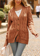 Knitted Solid Color Button Down Chunky Outwear Cardigan
