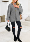 PRETTYGARDEN Women's Winter Button Down Cardigan Sweaters Mock Neck Lantern Long Sleeve Chunky Knit Jacket Trendy Outerwear