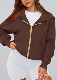 Y2K Zip Up Hoodie Long Sleeve Loose Fit Pockets Casual Sweatshirt