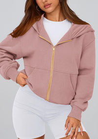 Y2K Zip Up Hoodie Long Sleeve Loose Fit Pockets Casual Sweatshirt