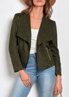 PRETTYGARDEN Women's Faux Suede Jackets Fashion Fall Clothes Long Sleeve Open Front Cropped Coat Outwear
