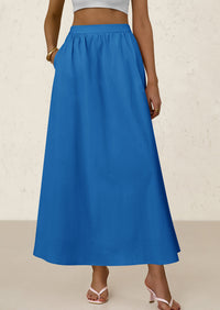 Ruffle High Waisted Casual Long Flowy Maxi Skirts with Pockets