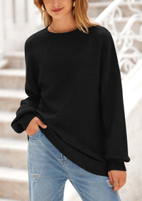 Casual Crew Neck Long Sleeve Pullover Ribbed Knit Loose Fit Sweaters