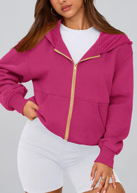 Y2K Zip Up Hoodie Long Sleeve Loose Fit Pockets Casual Sweatshirt