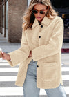 PRETTYGARDEN Women's Winter Faux Fur Coats Long Sleeve Lapel Button Down Pockets Fleece Sherpa Jacket Casual Trendy Outerwear
