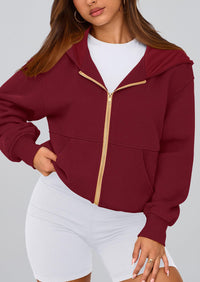 Y2K Zip Up Hoodie Long Sleeve Loose Fit Pockets Casual Sweatshirt
