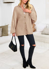 PRETTYGARDEN Women's Winter Button Down Cardigan Sweaters Mock Neck Lantern Long Sleeve Chunky Knit Jacket Trendy Outerwear