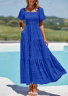 PRETTYGARDEN Womens Summer Smocked Tiered Ruffle A Line Beach Maxi Dresses