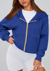 Y2K Zip Up Hoodie Long Sleeve Loose Fit Pockets Casual Sweatshirt