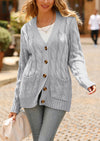 Knitted Solid Color Button Down Chunky Outwear Cardigan