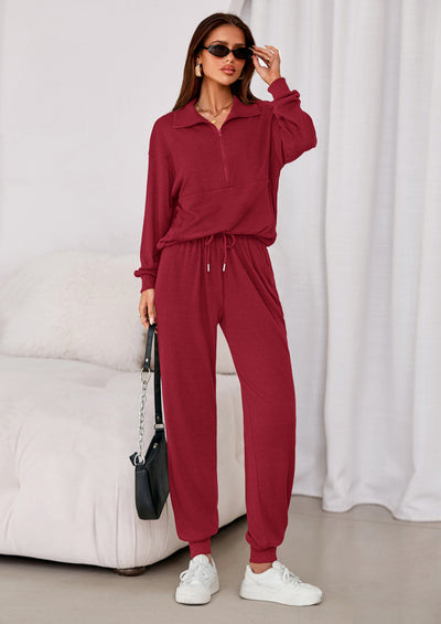 PRETTYGARDEN Women's Fall 2 Piece Lounge Sets Zip Up Sweatshirt Jogger Pants Sweat Track Suits Travel Outfit Winter Clothing