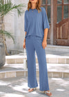 PRETTYGARDEN Women's 2 Piece Outfits Casual Short Sleeve Pullover Tops and Wide Leg Pants Lounge Sets Tracksuits