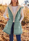 PRETTYGARDEN Womens Fall Reversible Vests Sleeveless Fleece Jacket Zip Up Hoodie Pockets Long Warm Winter Coat Outerwear
