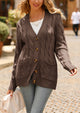 Knitted Solid Color Button Down Chunky Outwear Cardigan