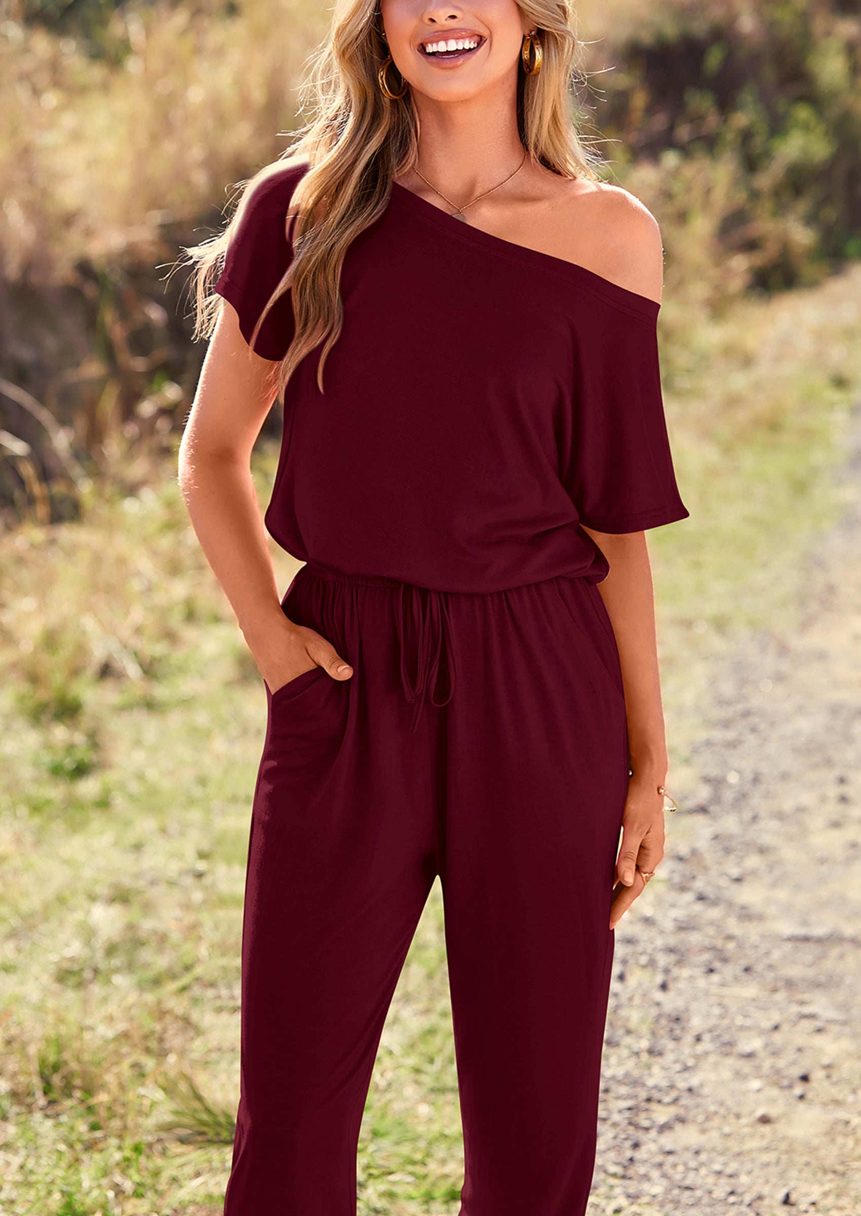 PRETTYGARDEN Dressy Off Shoulder Romper Spring Vacation Travel Lounge Outfits Clothes