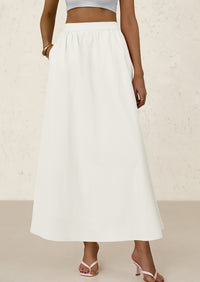 Ruffle High Waisted Casual Long Flowy Maxi Skirts with Pockets