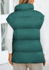 Casual Stand Collar Lightweight Sleeveless Zip Up Padded Coats