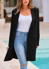 PRETTYGARDEN Women's Spring Fall Long Blazer Jackets Long Sleeve Lapel Pockets Loose Fit Work Casual Blazers Outerwear
