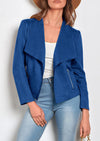 PRETTYGARDEN Women's Faux Suede Jackets Fashion Fall Clothes Long Sleeve Open Front Cropped Coat Outwear