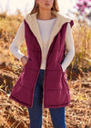 PRETTYGARDEN Womens Fall Reversible Vests Sleeveless Fleece Jacket Zip Up Hoodie Pockets Long Warm Winter Coat Outerwear