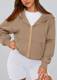 Y2K Zip Up Hoodie Long Sleeve Loose Fit Pockets Casual Sweatshirt