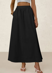 Ruffle High Waisted Casual Long Flowy Maxi Skirts with Pockets