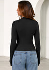 PRETTYGARDEN Women's Turtleneck Long Sleeve Shirts Fall Basic Tees Ribbed Fitted Tops Thermal Layering Knit Top Clothes