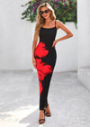 PRETTYGARDEN Women's Maxi Bodycon Dress Spaghetti Strap Slim Fit Back Slit Long Dress Floral Sundress