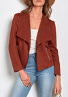 PRETTYGARDEN Women's Faux Suede Jackets Fashion Fall Clothes Long Sleeve Open Front Cropped Coat Outwear