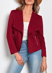 PRETTYGARDEN Women's Faux Suede Jackets Fashion Fall Clothes Long Sleeve Open Front Cropped Coat Outwear