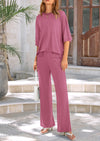 PRETTYGARDEN 2 Piece Outfits Casual Pullover Tops and Wide Leg Pants Tracksuits