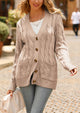 Knitted Solid Color Button Down Chunky Outwear Cardigan