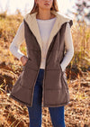 PRETTYGARDEN Womens Fall Reversible Vests Sleeveless Fleece Jacket Zip Up Hoodie Pockets Long Warm Winter Coat Outerwear