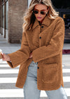 PRETTYGARDEN Women's Winter Faux Fur Coats Long Sleeve Lapel Button Down Pockets Fleece Sherpa Jacket Casual Trendy Outerwear