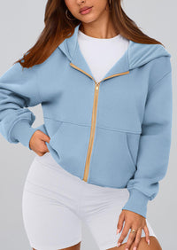Y2K Zip Up Hoodie Long Sleeve Loose Fit Pockets Casual Sweatshirt