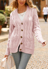 Knitted Solid Color Button Down Chunky Outwear Cardigan