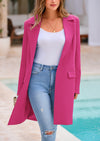 PRETTYGARDEN Women's Spring Fall Long Blazer Jackets Long Sleeve Lapel Pockets Loose Fit Work Casual Blazers Outerwear