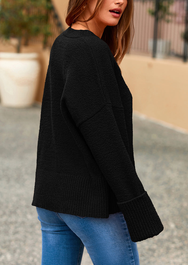 PRETTYGARDEN Women's Fall Oversized Sweaters Casual Crewneck Pullover Long Sleeve Fuzzy Chunky Knit Tops Blouse