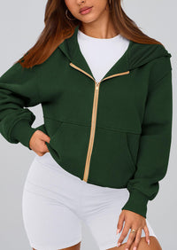 Y2K Zip Up Hoodie Long Sleeve Loose Fit Pockets Casual Sweatshirt