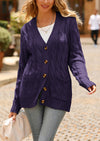 Knitted Solid Color Button Down Chunky Outwear Cardigan