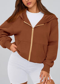 Y2K Zip Up Hoodie Long Sleeve Loose Fit Pockets Casual Sweatshirt