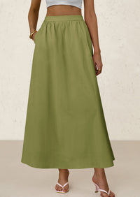 Ruffle High Waisted Casual Long Flowy Maxi Skirts with Pockets