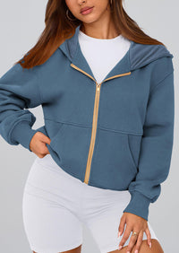 Y2K Zip Up Hoodie Long Sleeve Loose Fit Pockets Casual Sweatshirt