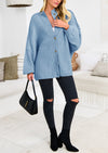 PRETTYGARDEN Women's Winter Button Down Cardigan Sweaters Mock Neck Lantern Long Sleeve Chunky Knit Jacket Trendy Outerwear