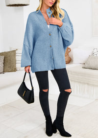 PRETTYGARDEN Women's Winter Button Down Cardigan Sweaters Mock Neck Lantern Long Sleeve Chunky Knit Jacket Trendy Outerwear