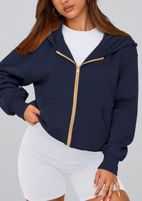 Y2K Zip Up Hoodie Long Sleeve Loose Fit Pockets Casual Sweatshirt