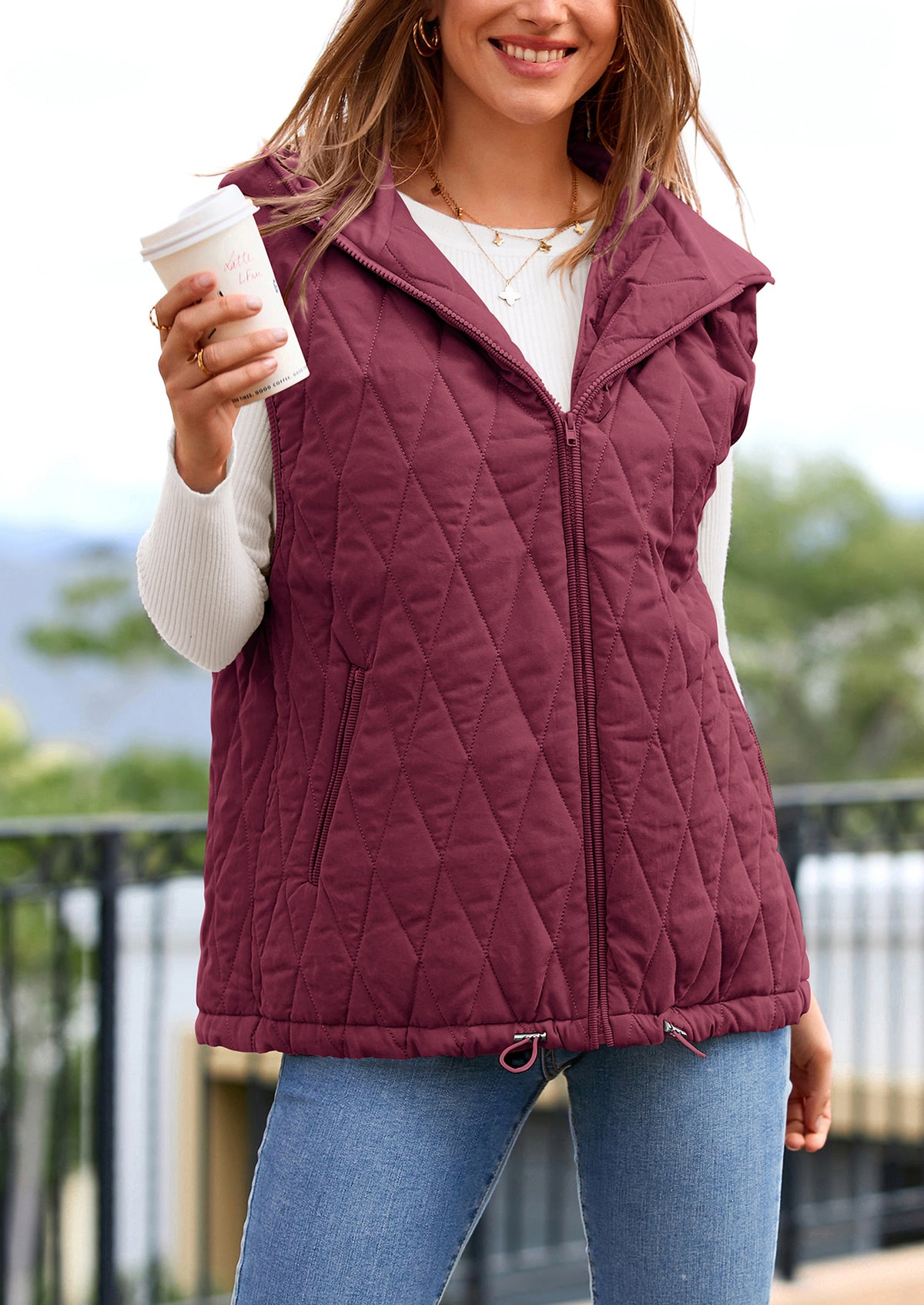 Casual Sleeveless Hooded Zipper Jacket Jacket